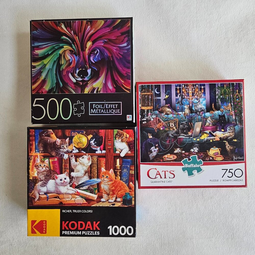 Three different jigsaw puzzles